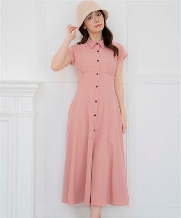 【SSサイズあり】ワイドウエストワンピース(34コーラル-Ｓ)