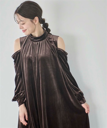 【WEB限定】ベロアワンピース(81チャ-Ｍ)