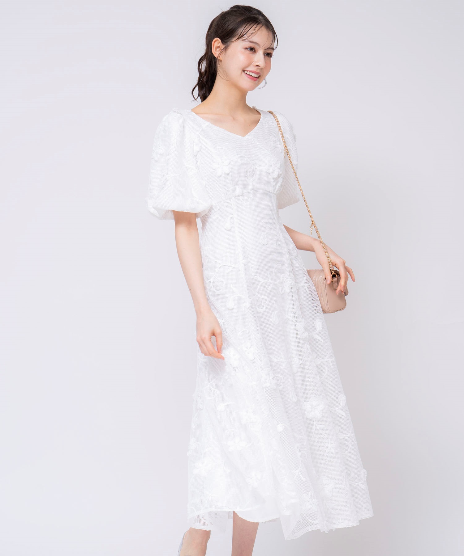 メッシュレースワンピース(01オフホワイト-Ｓ)