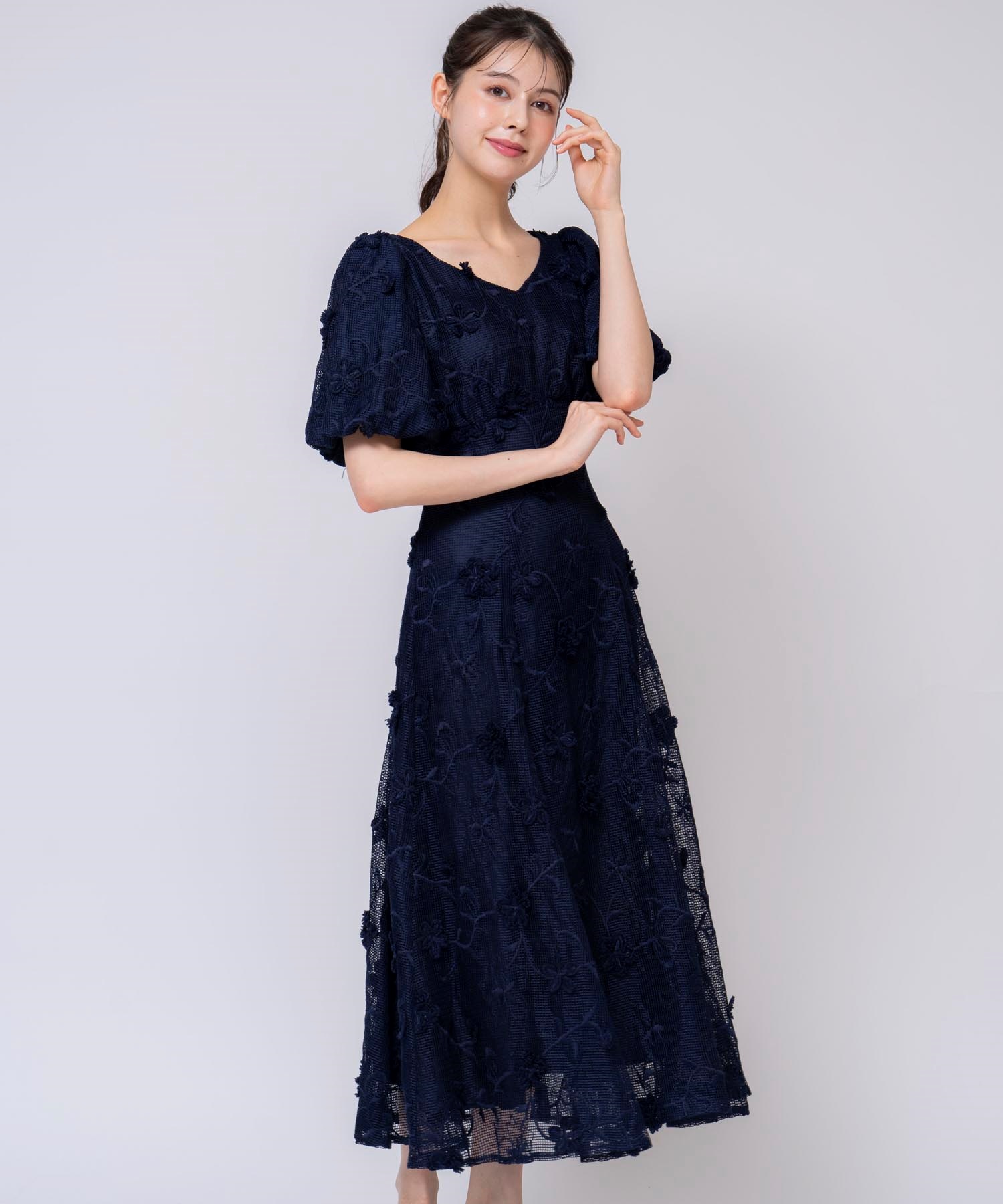 メッシュレースワンピース(70ネイビー-Ｓ)