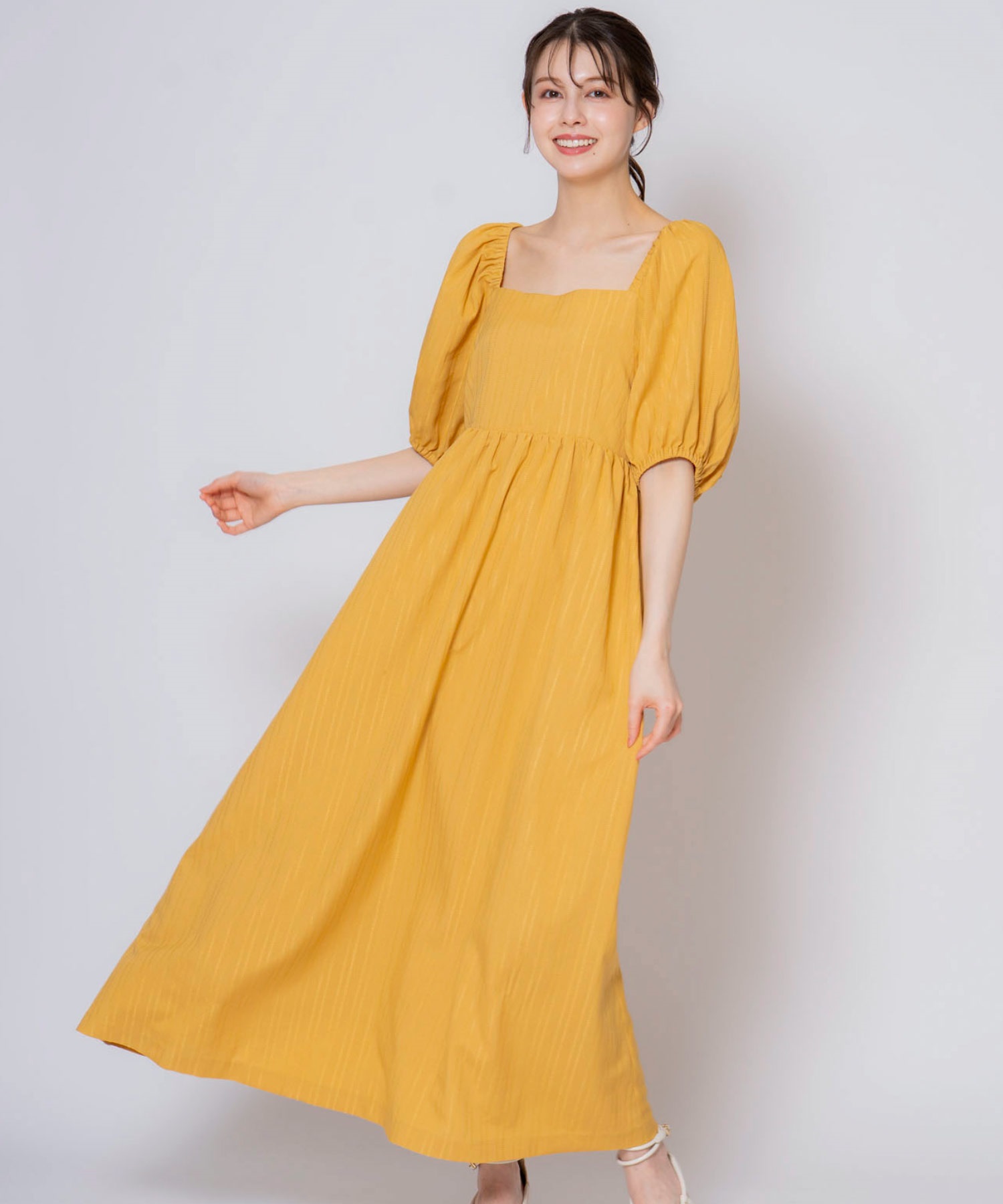 バックリボンマキシワンピ(51イエロー-Ｓ)