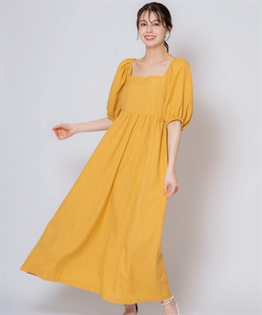 バックリボンマキシワンピ(51イエロー-Ｍ)
