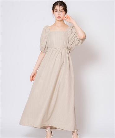 バックリボンマキシワンピ(82ベージュ-Ｍ)