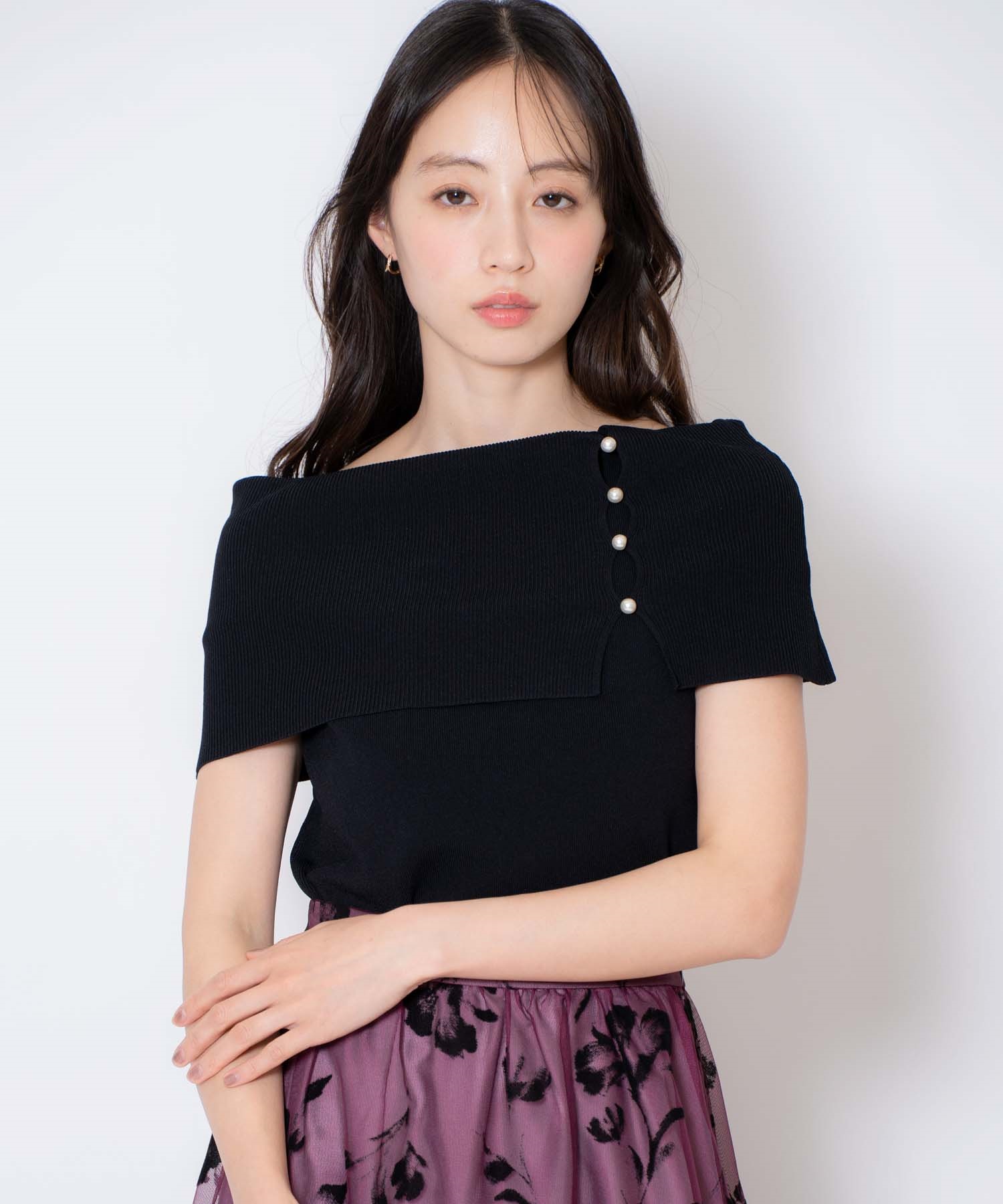 【予約】２ＷＡＹオフショルニット(00ブラック-フリー-8月下旬ごろのお届け)