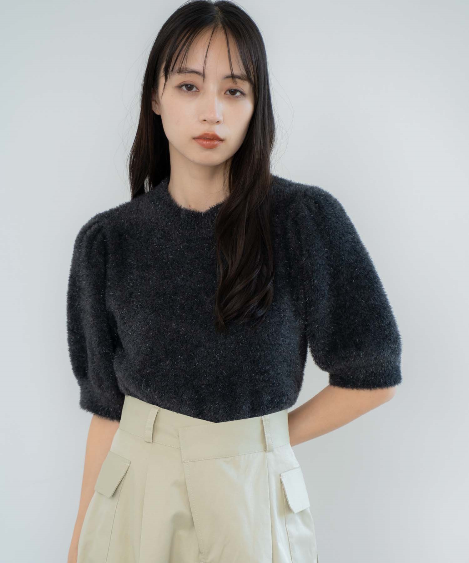 【販路限定カラーあり】ラメシャギーニット(00ブラック-フリー)
