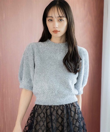 【販路限定カラーあり】ラメシャギーニット(13シルバー-フリー)