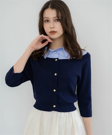 【WEB限定カラーあり】シャツレイヤードライクニット(70ネイビー-フリー-【WEB限定カラー】)