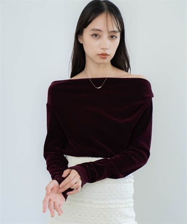 ベロアドレープトップス(35ボルドー-フリー)