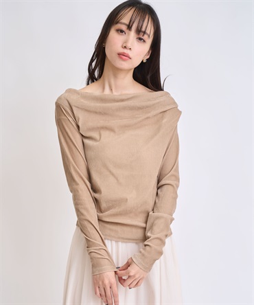 【新色追加】ベロアドレープトップス(82ベージュ-フリー)