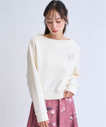 フェルト刺繍ロゴポンチトップス(01オフホワイト-フリー)