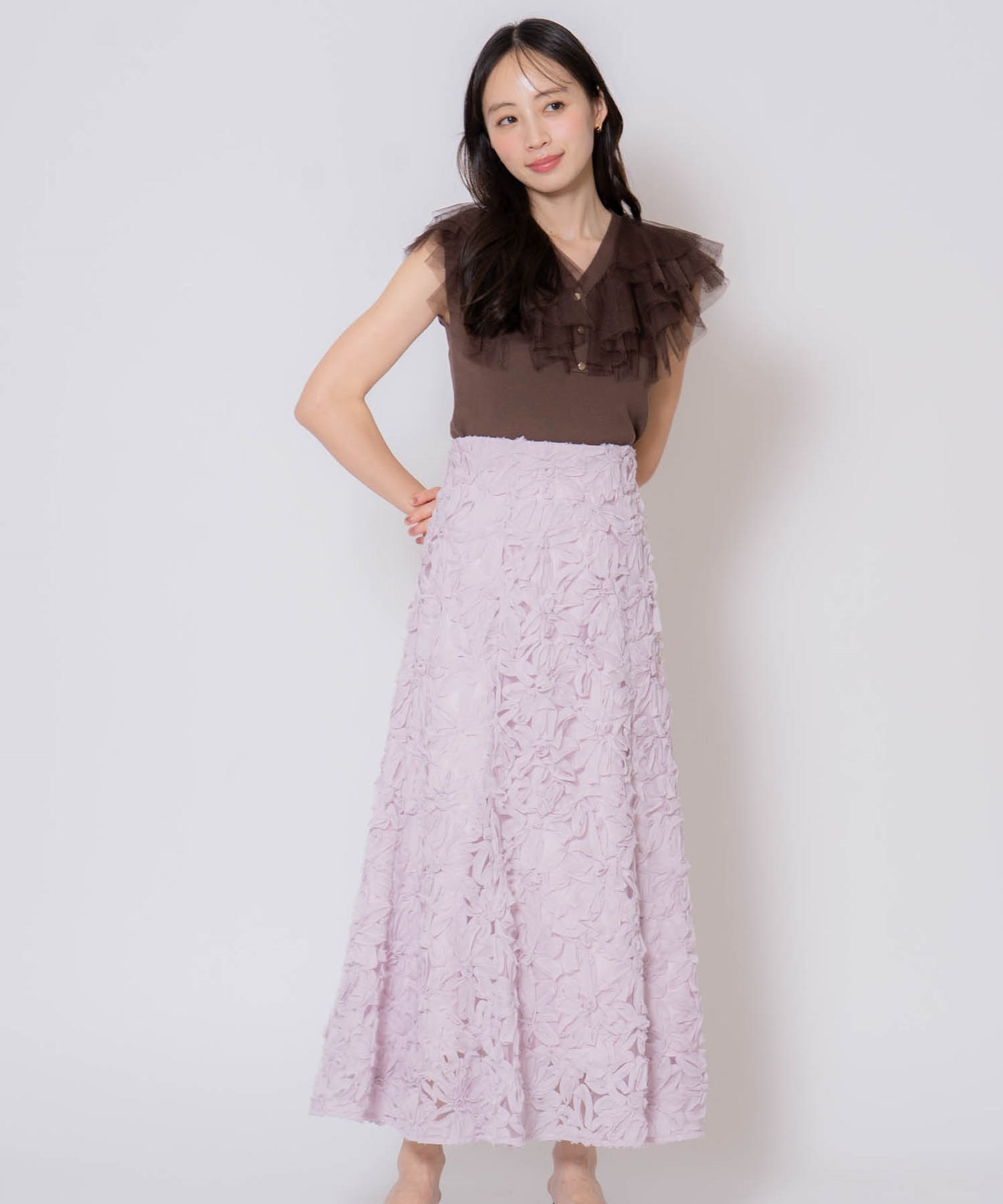 フラワージャガードスカート(32ピンク-Ｓ)