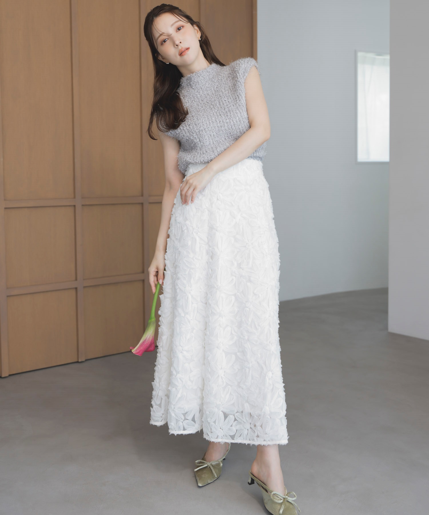 フラワージャガードスカート