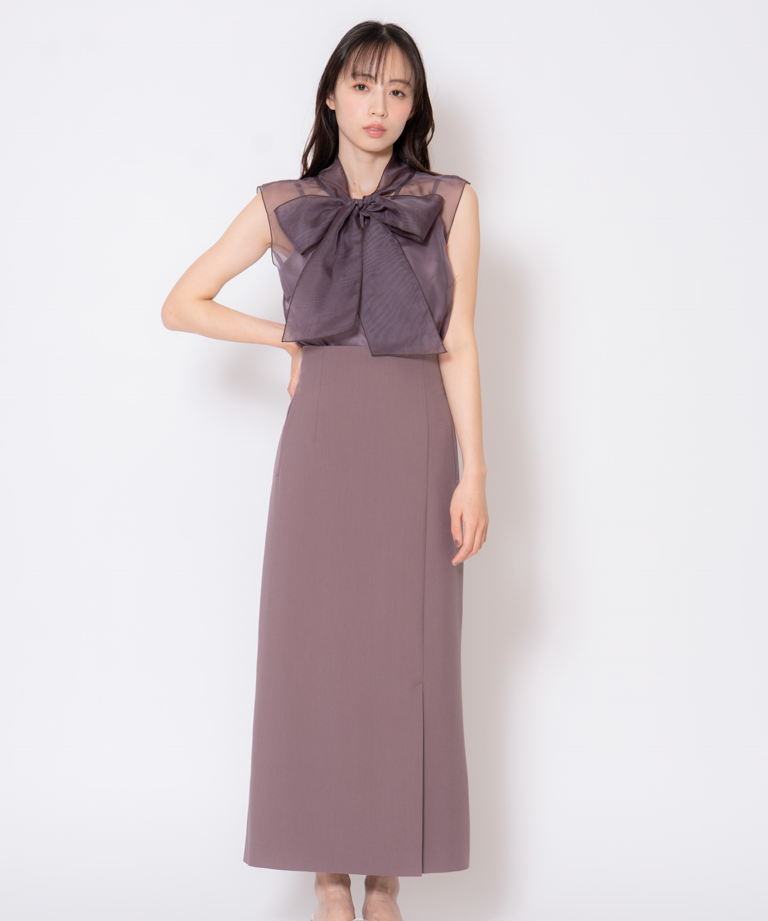 【予約】チェーンサス付きタイトスカート(85モカ-Ｓ-8月下旬ごろのお届け)