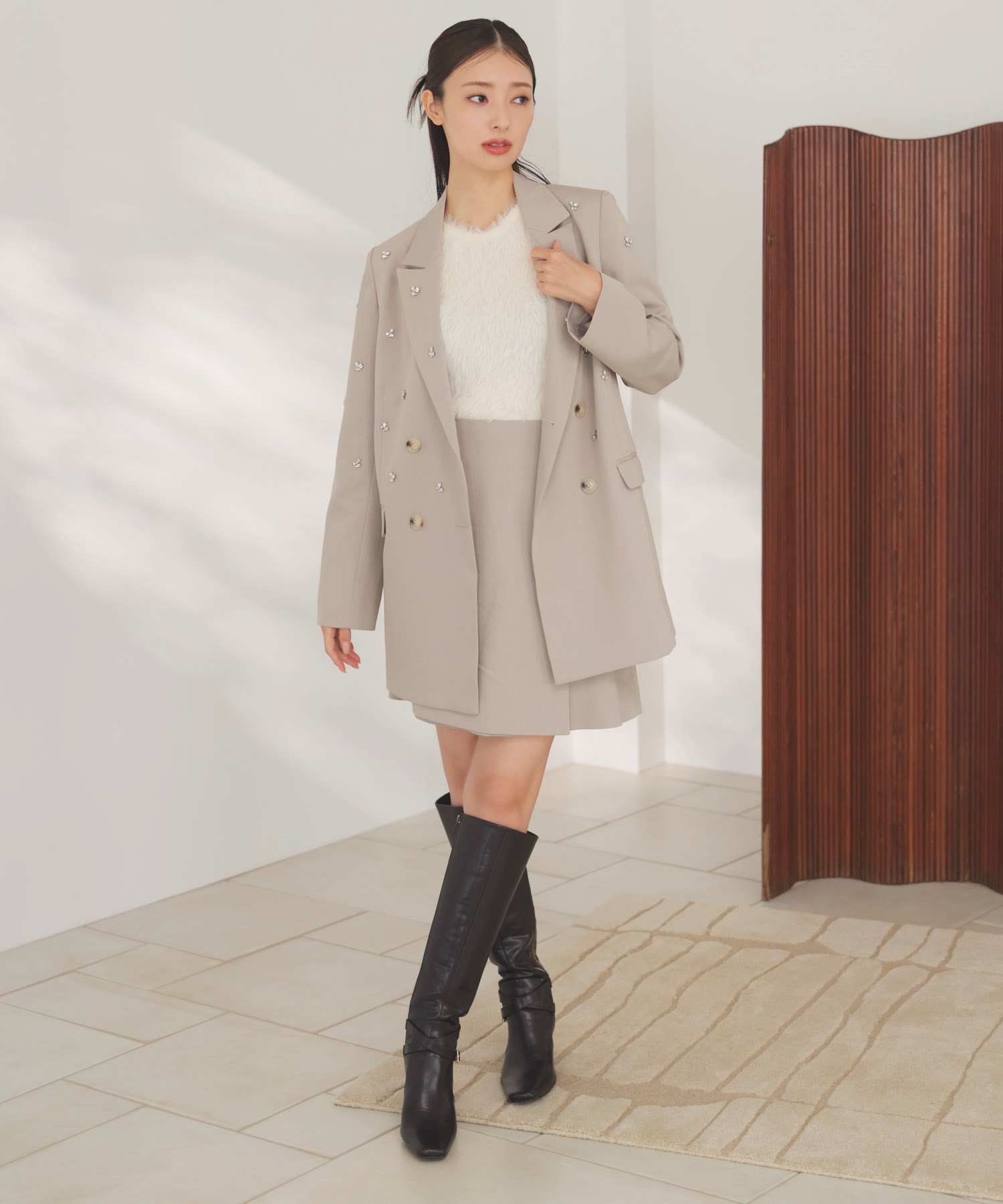 ラップミニスカート(82ベージュ-Ｓ)