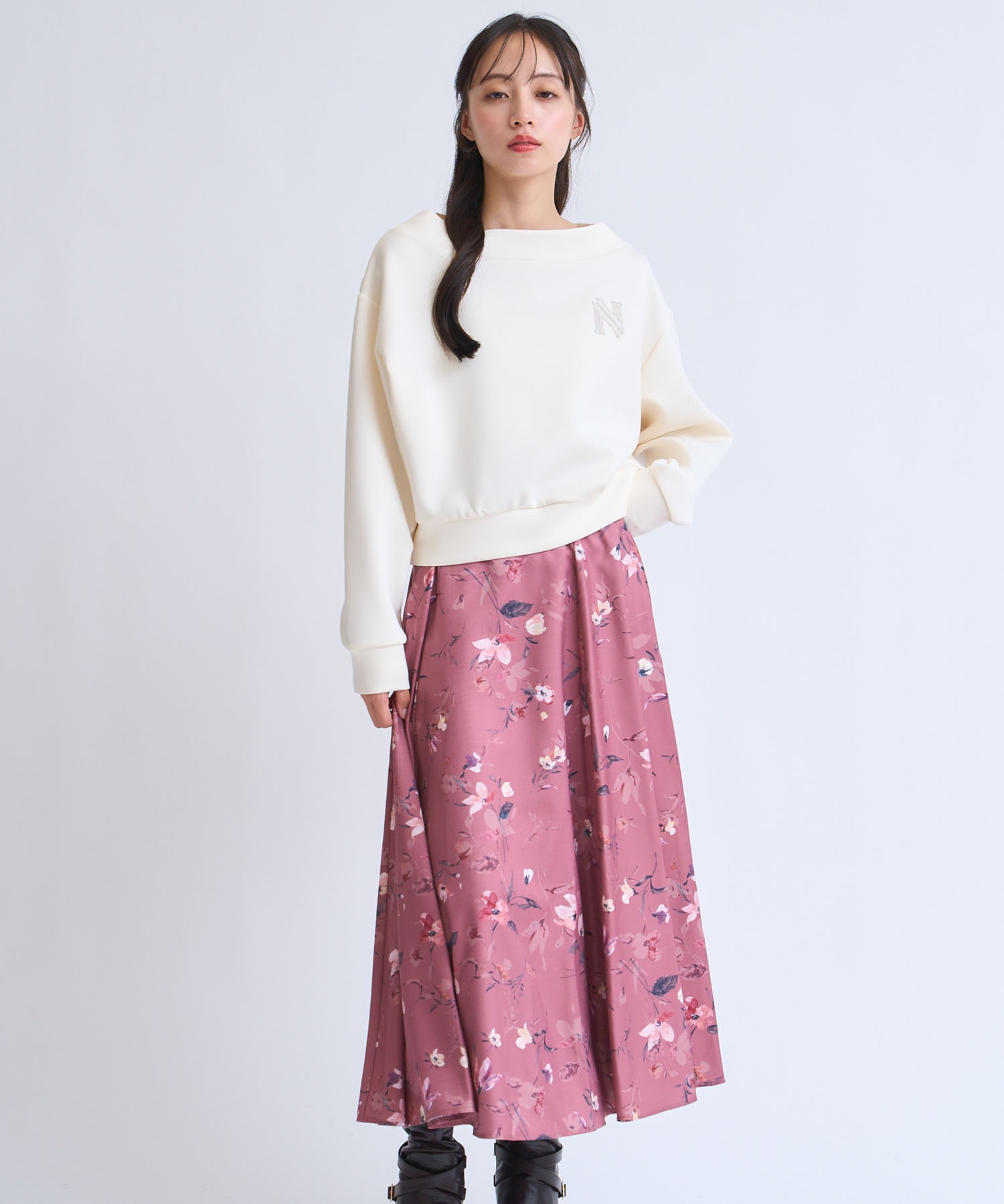 クラシカルフラワースカート(34コーラル-Ｓ)
