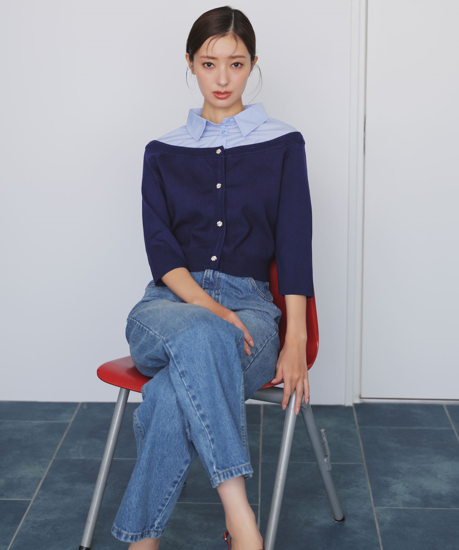 ストレートデニムパンツ(74インディゴブルー-Ｓ)