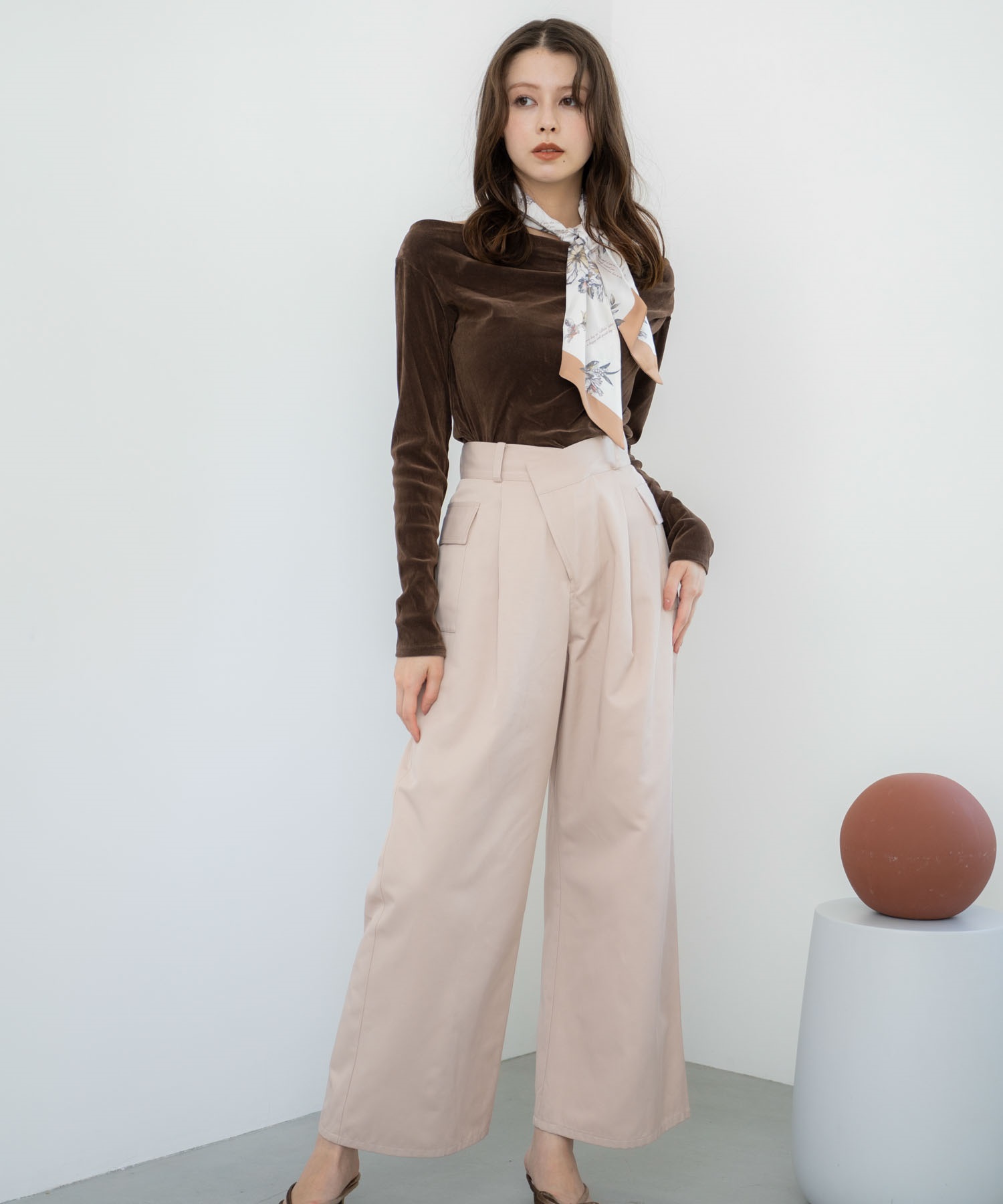 ワイドチノパンツ(32ピンク-Ｓ)