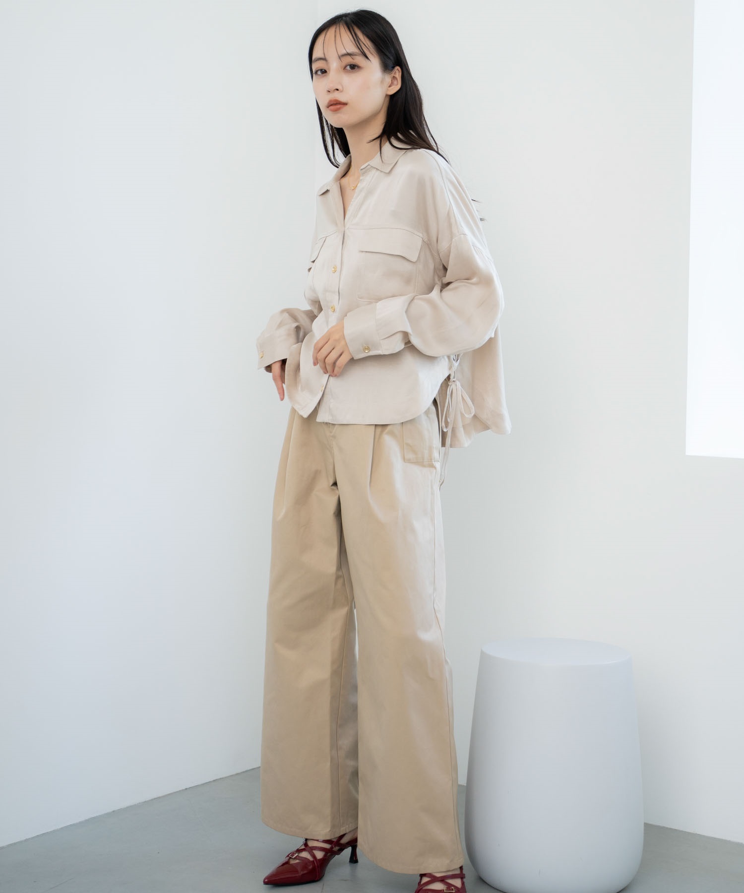 ワイドチノパンツ(83キャメル-Ｓ)