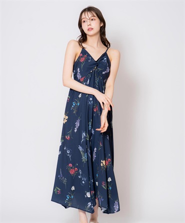 【予約】ボタニカルツイストキャミワンピース(70ネイビー-Ｍ-7月下旬ごろのお届け)