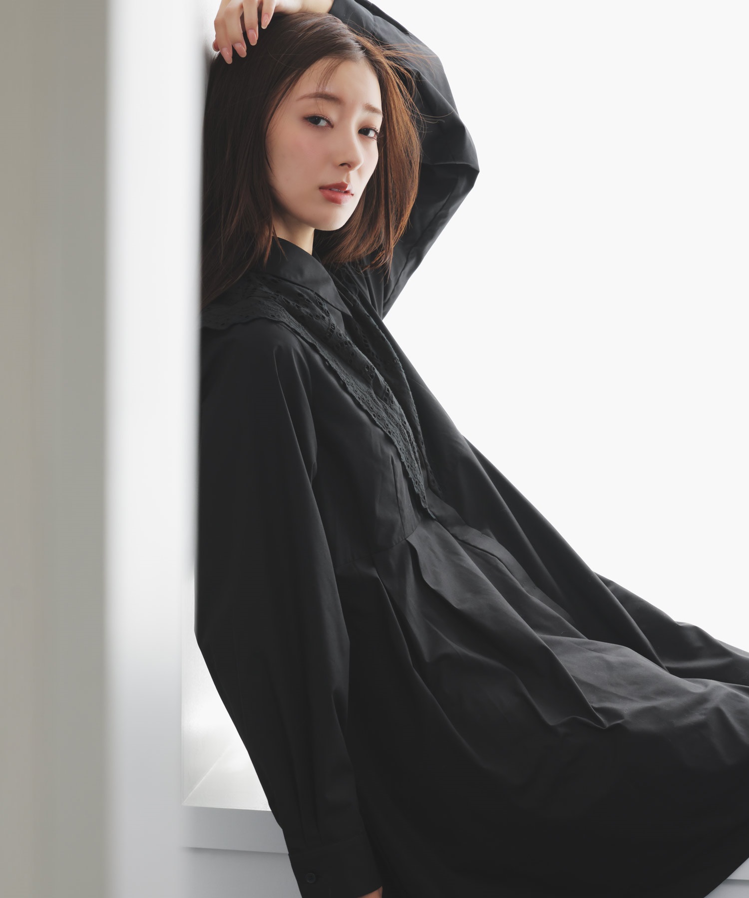 エンブロイダリーミニシャツワンピース(00ブラック-フリー)