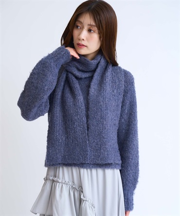 【予約】マフラーセットシャギーニット(10チャコールグレー-フリー-10月下旬ごろのお届け)