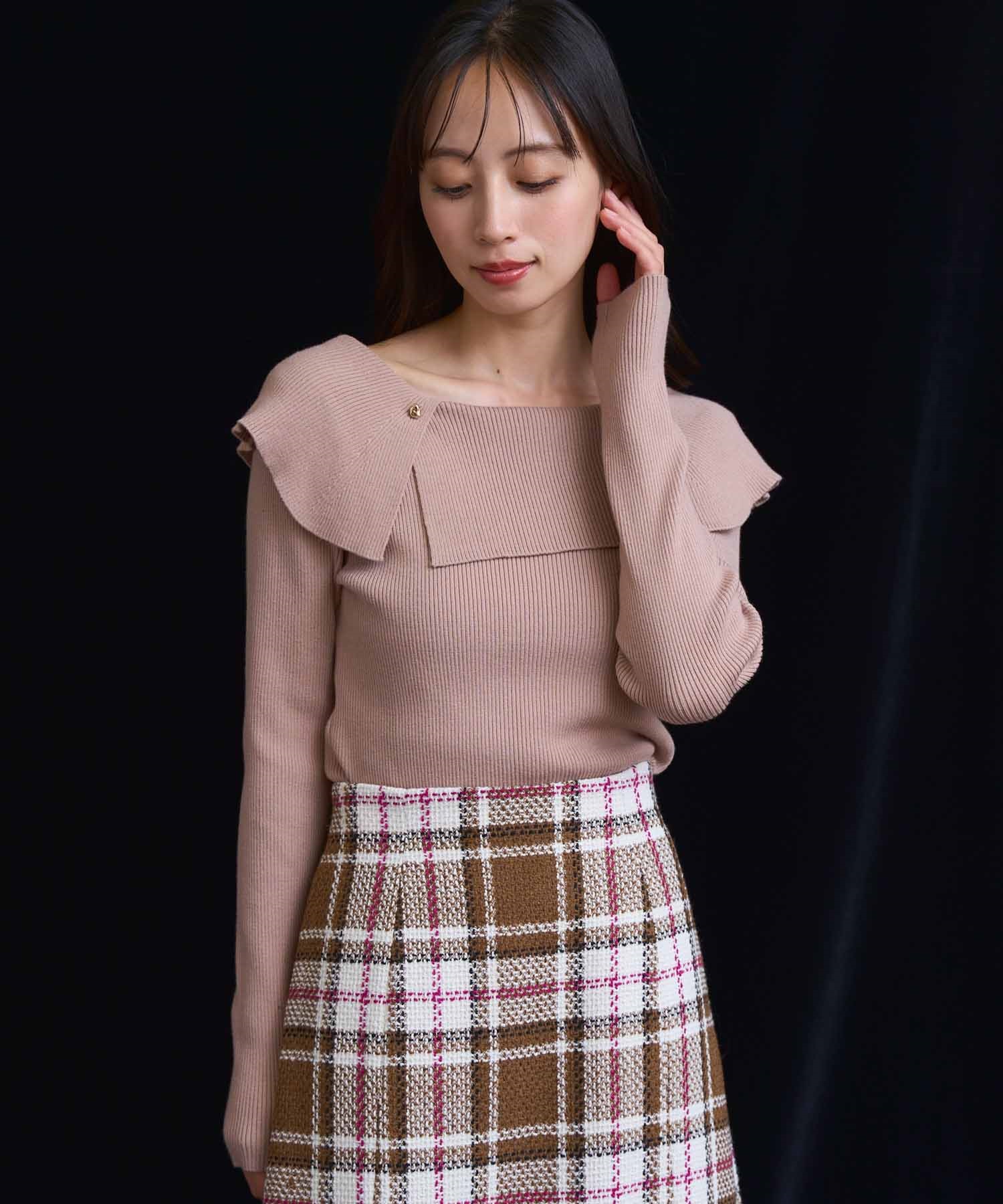 アシメケープニット(82ベージュ-フリー)