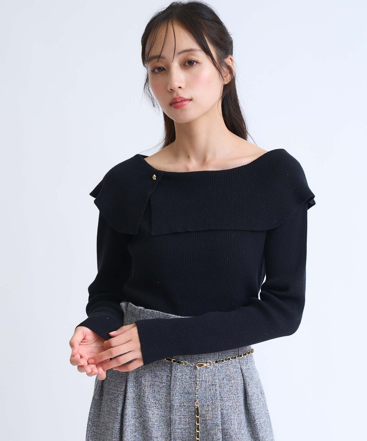 アシメケープニット