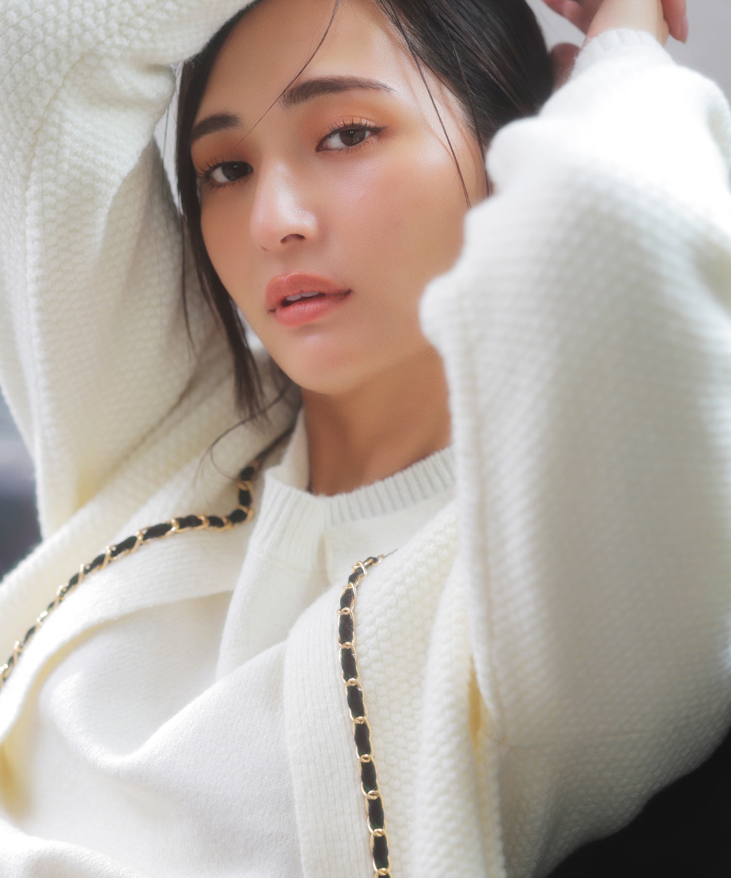 【販路限定カラーあり】チェーンブレードニットアンサンブル(01オフホワイト-フリー)