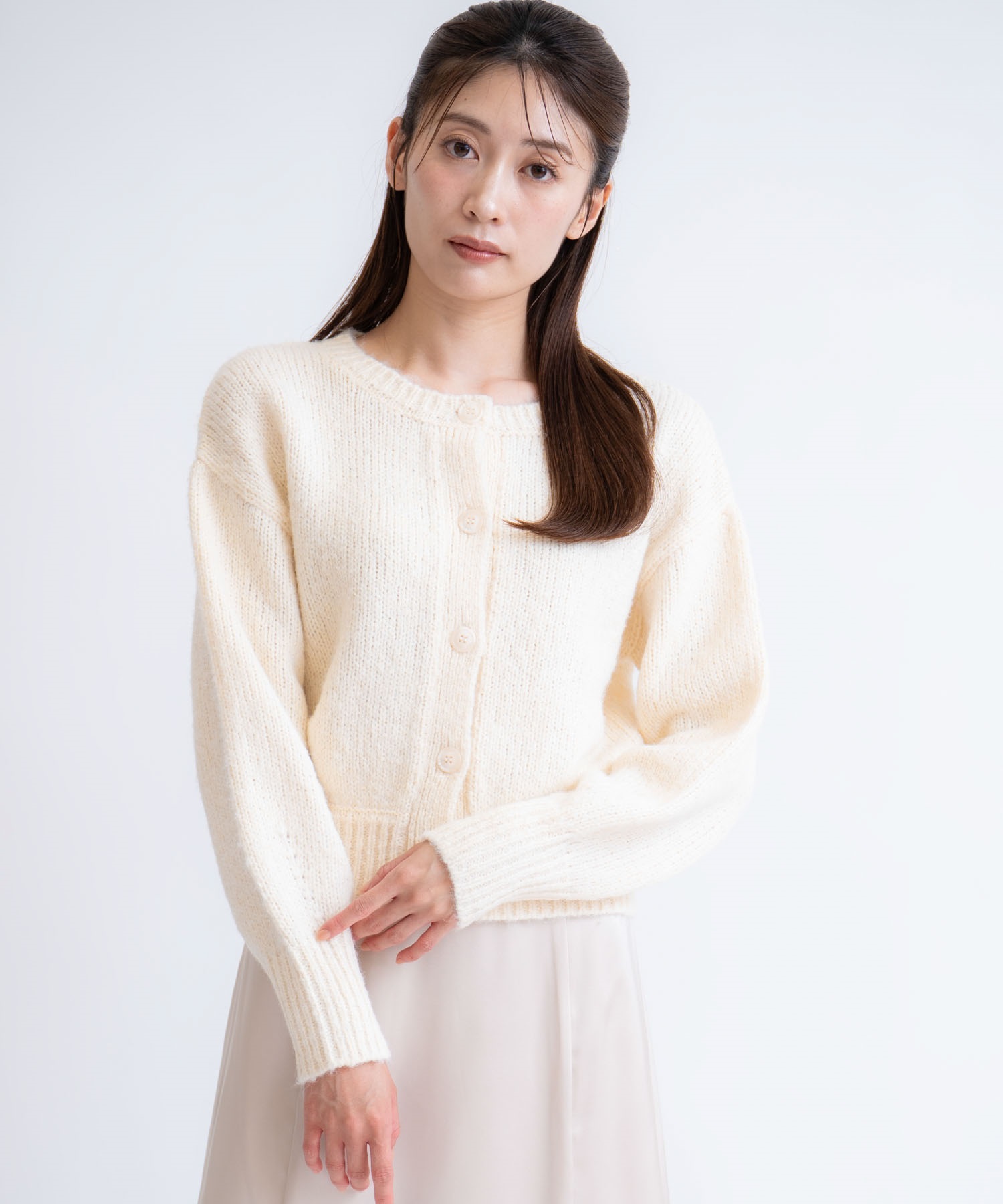 ミックスヤーンカーディガン(01オフホワイト-フリー)