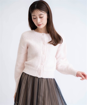 ミックスヤーンカーディガン(32ピンク-フリー)