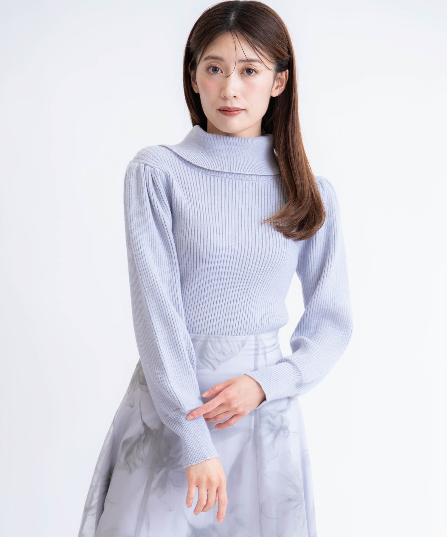 タートルネックリブニット(72サックス-フリー)