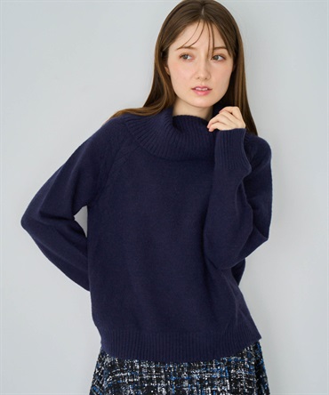 ケーブルデザインタートルニット(70ネイビー-フリー)