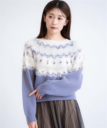 ノルディック柄ニット(71ブルー-フリー)