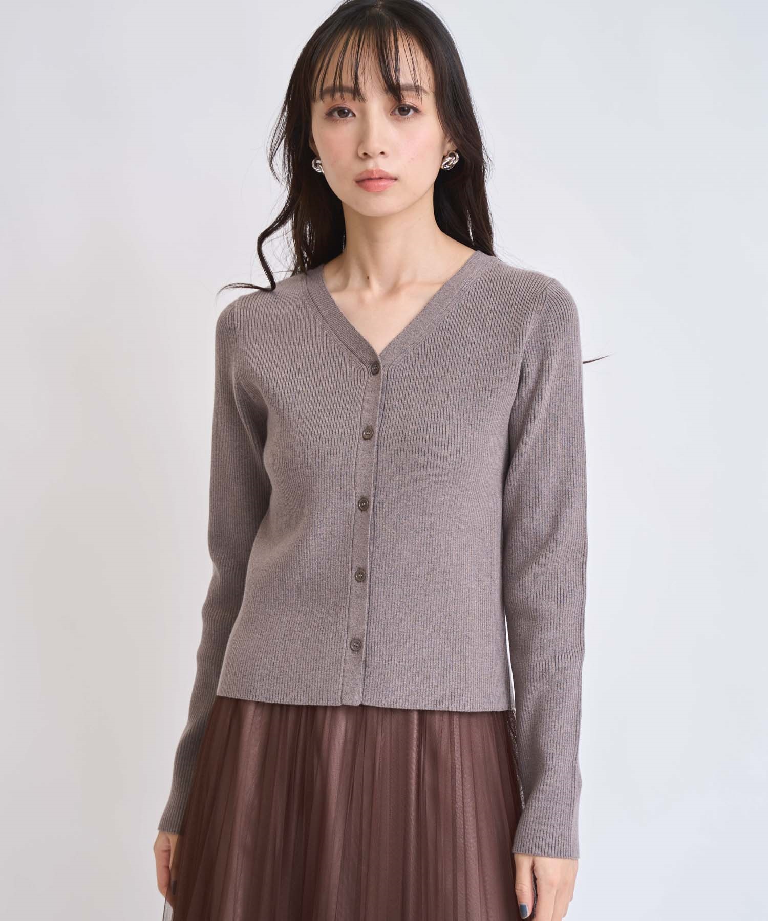 カーデリブニットトップス