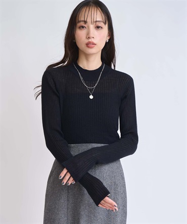 モヘア混シアーリブニット(00ブラック-フリー)