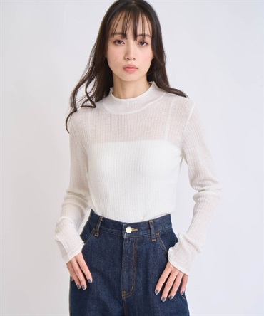 モヘア混シアーリブニット