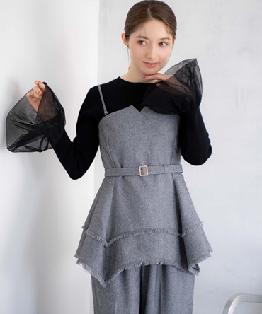 ツイードビスチェ(00ブラック-フリー)