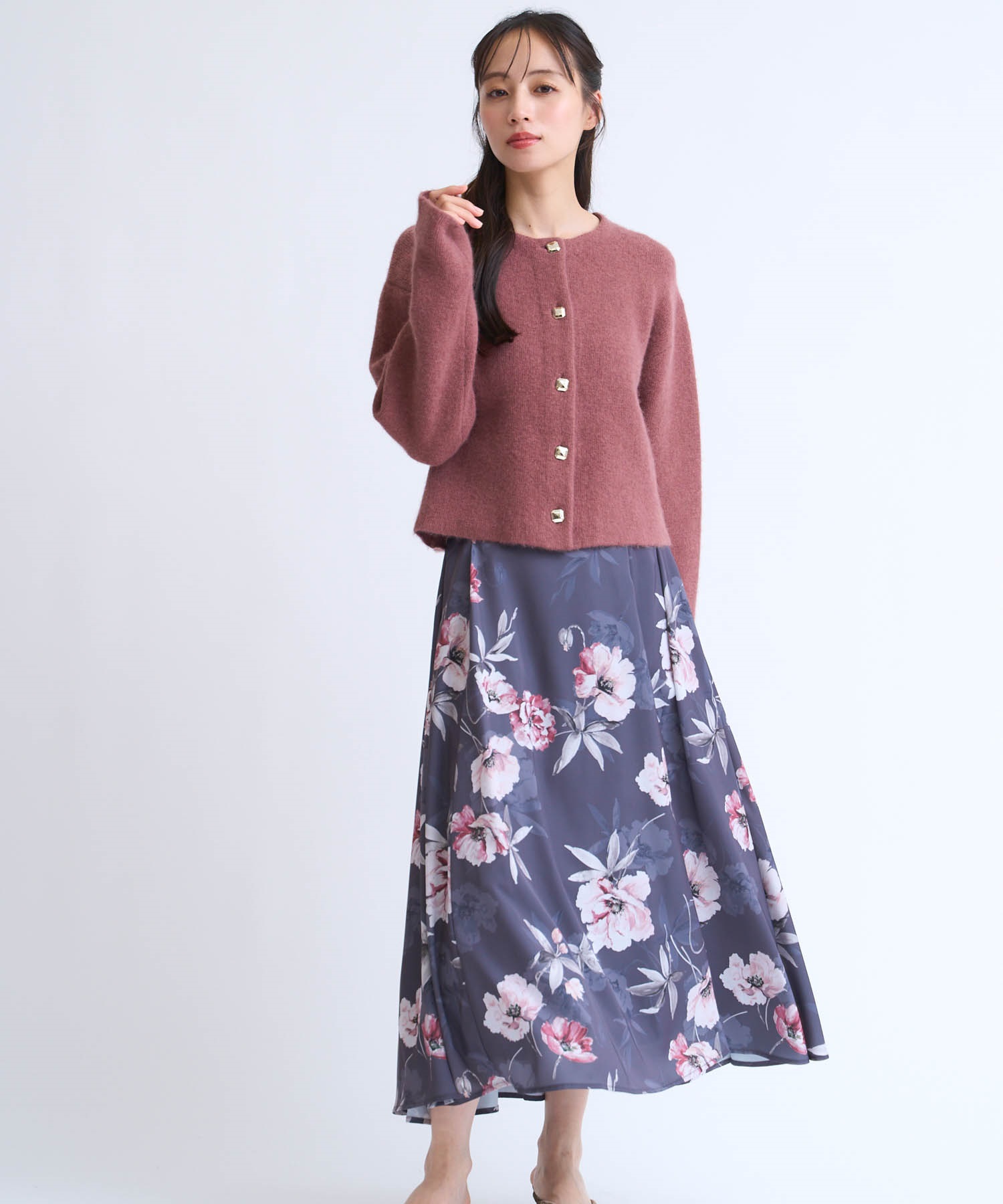 シャドーフラワースカート(10チャコールグレー-Ｓ)