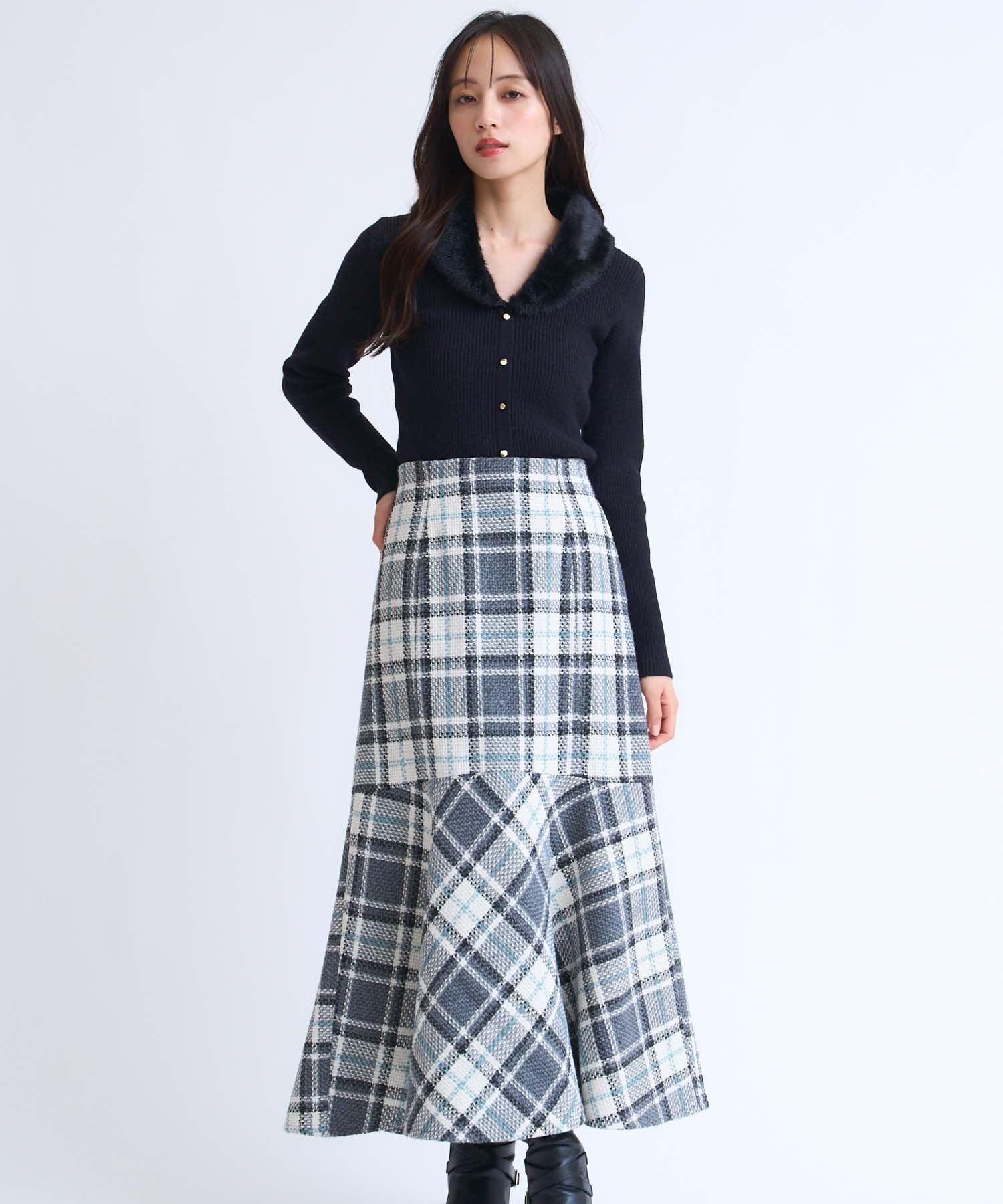 チェックマーメイドスカート(11グレー-Ｓ)