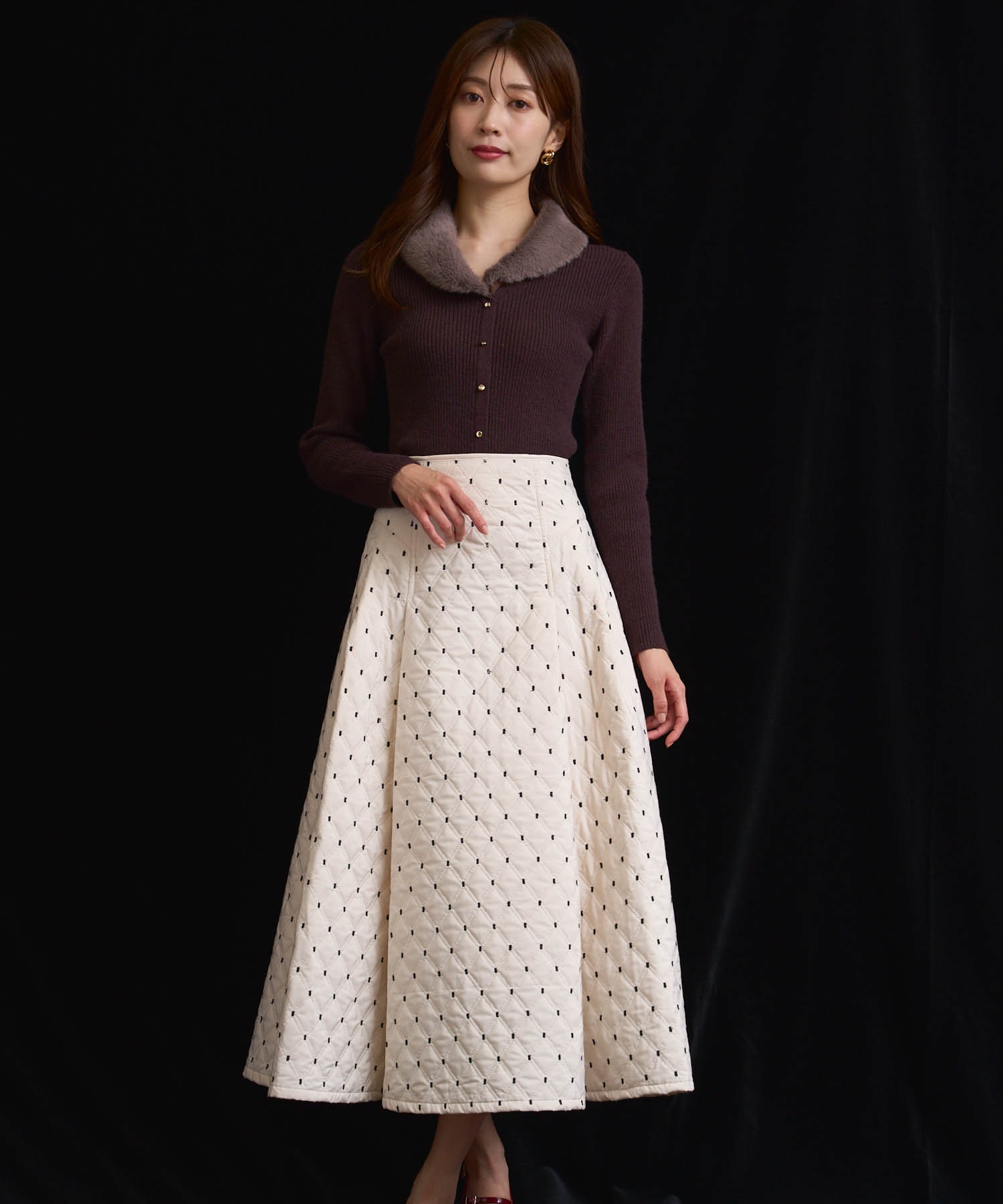 キルティングドットスカート(01オフホワイト-Ｓ)