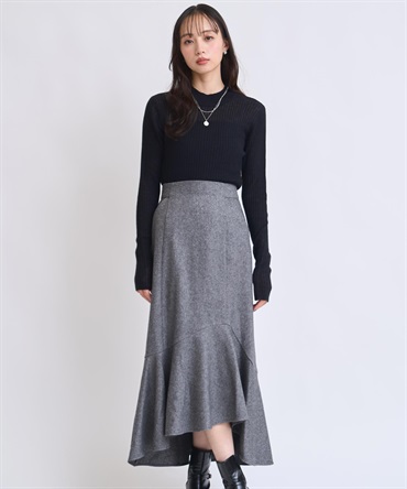 ウールラメマーメイドスカート(00ブラック-Ｓ)