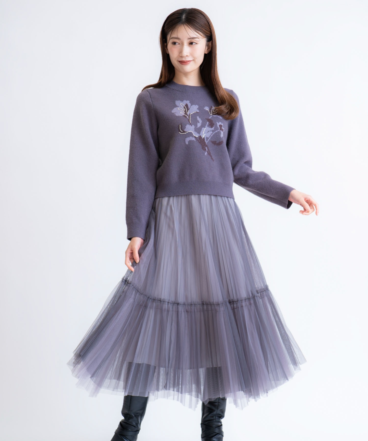 グラデイレヘムチュールスカート(12ライトグレー-フリー)