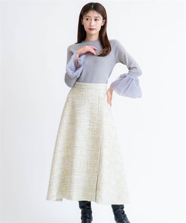 ツイードラップスカート(62ライトグリーン-Ｍ)