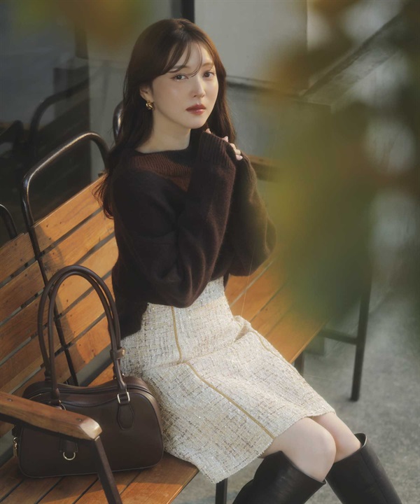 ベロアラインツイードミニスカート