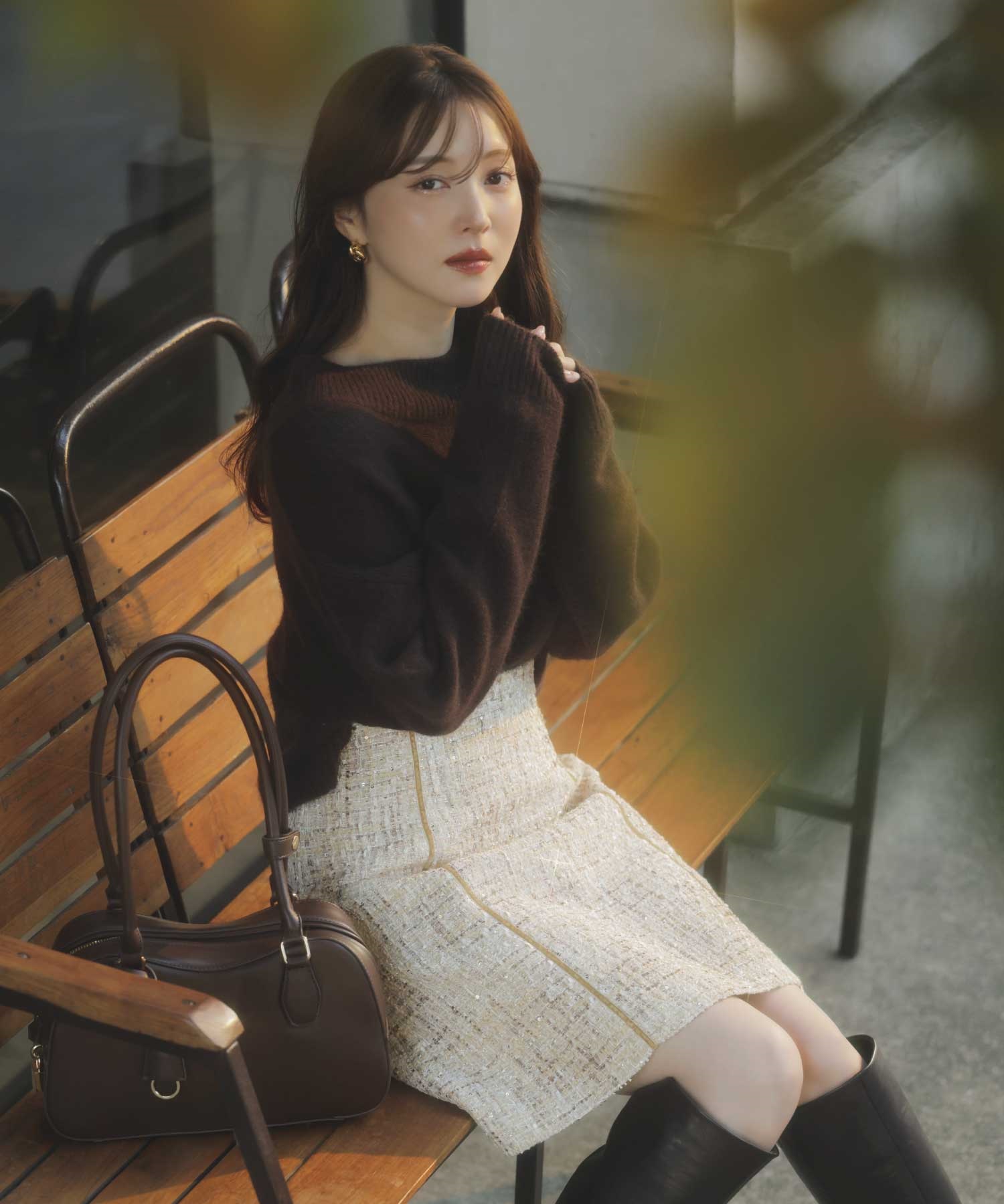 ベロアラインツイードミニスカート