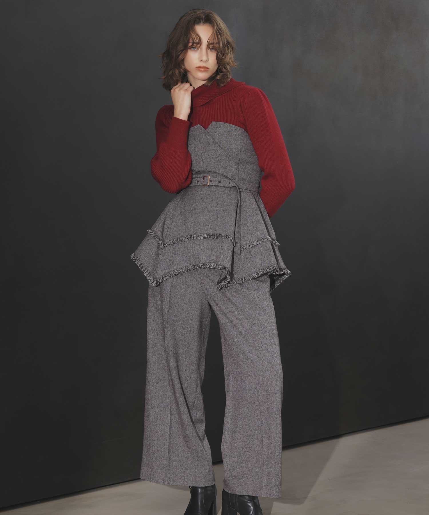 ツイードワイドパンツ(81チャ-Ｓ)