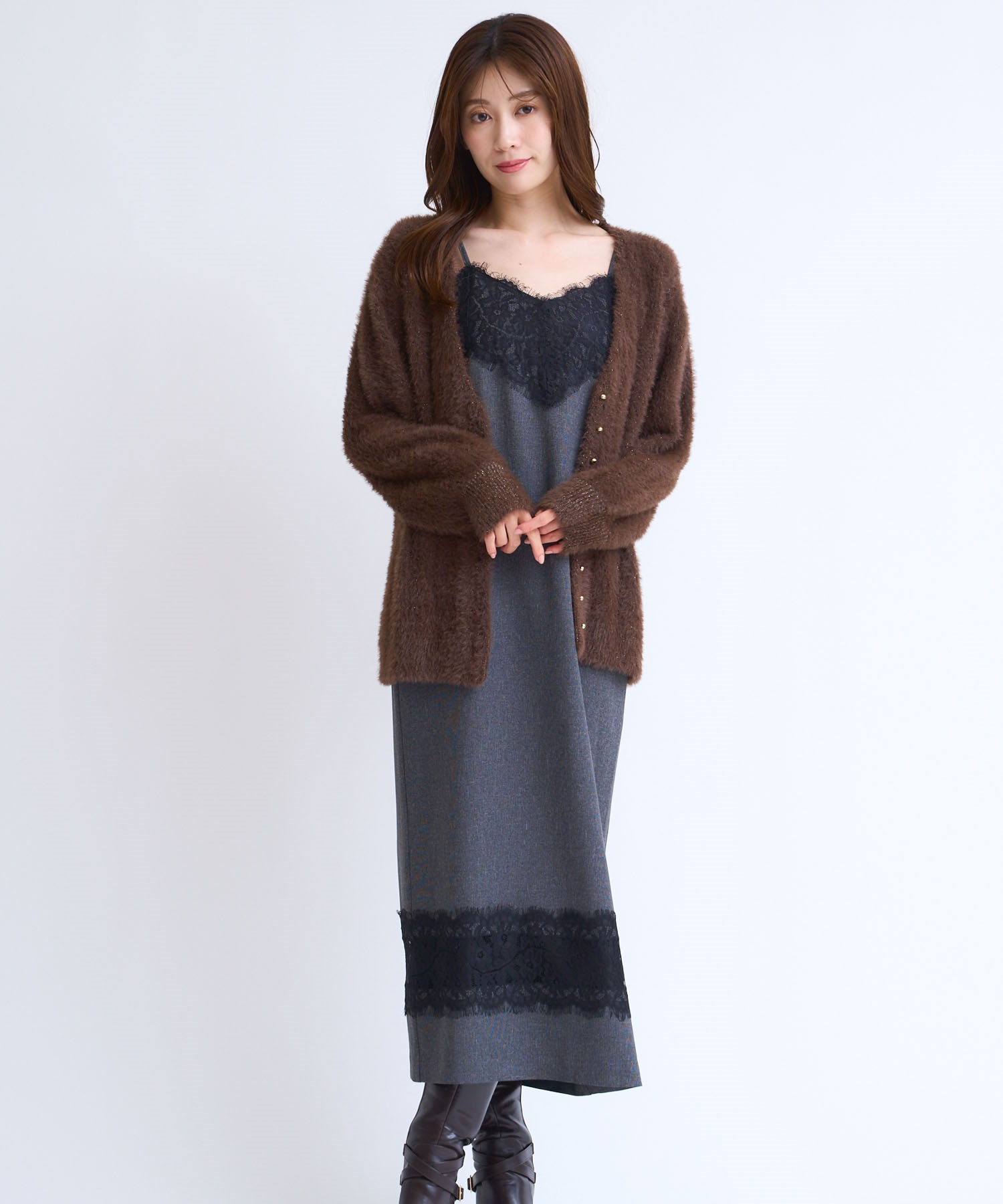 レース切り替えワンピース(00ブラック-Ｓ)