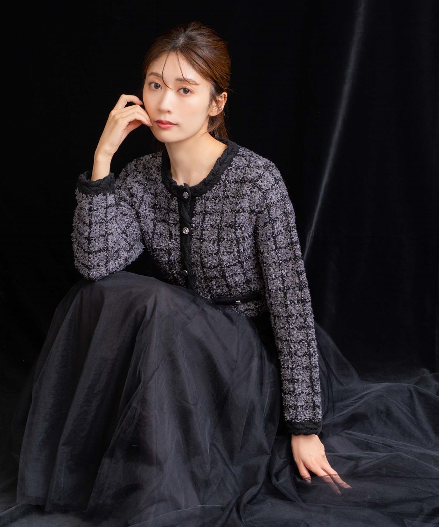 【15周年】ツイードチュールドッキングワンピース