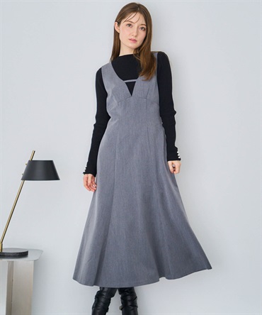 デザインネックジャンスカ(10チャコールグレー-Ｓ)