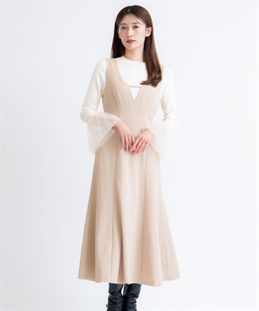 デザインネックジャンスカ(82ベージュ-Ｓ)